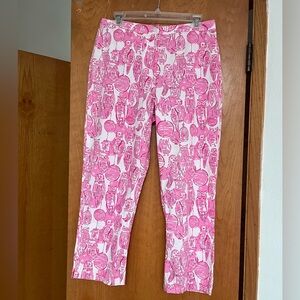 GUC Lilly Pulitzer white label owl stretch capri pants 6